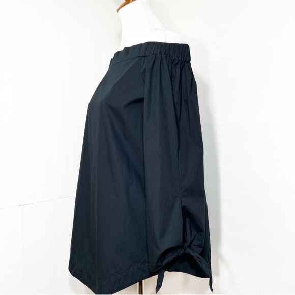 Free People Tie Sleeve Off The Shoulder Strapless Navy Blue Top - Picture 4 of 13